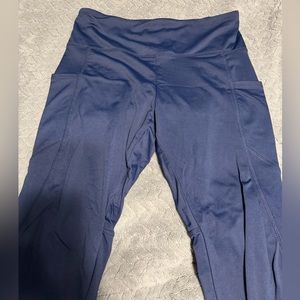 Marika Navy Blue. Full Length Leggings W/ Pockets. Sz L